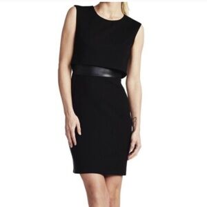Bailey 44 little black dress with faux leather waist detail mesh back
